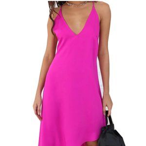 ADELYN RAE PINK NANCI STRAPPY ASYMMETRICAL CREPE DRESS